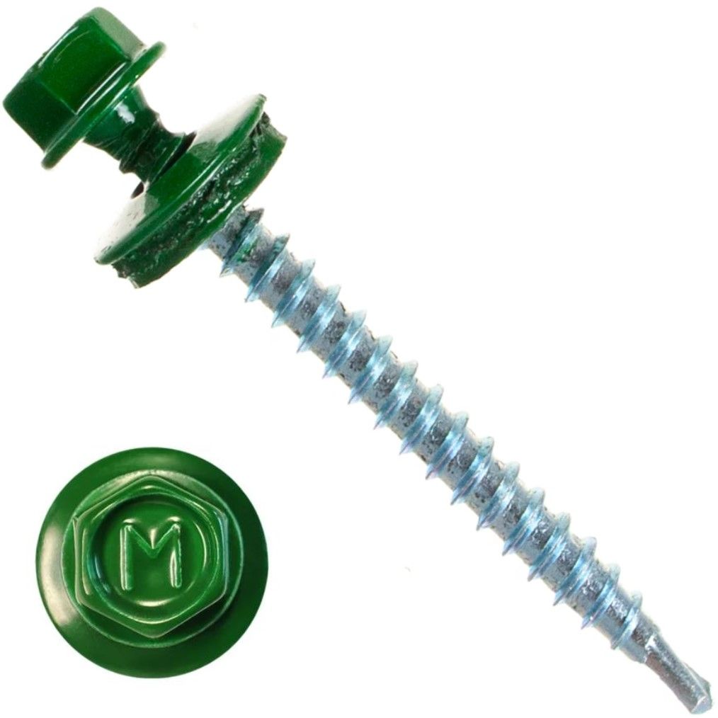 Изображение товара Саморез кровельный со сверлом 4,8х51 RAL 6002 лиственно-зелёный