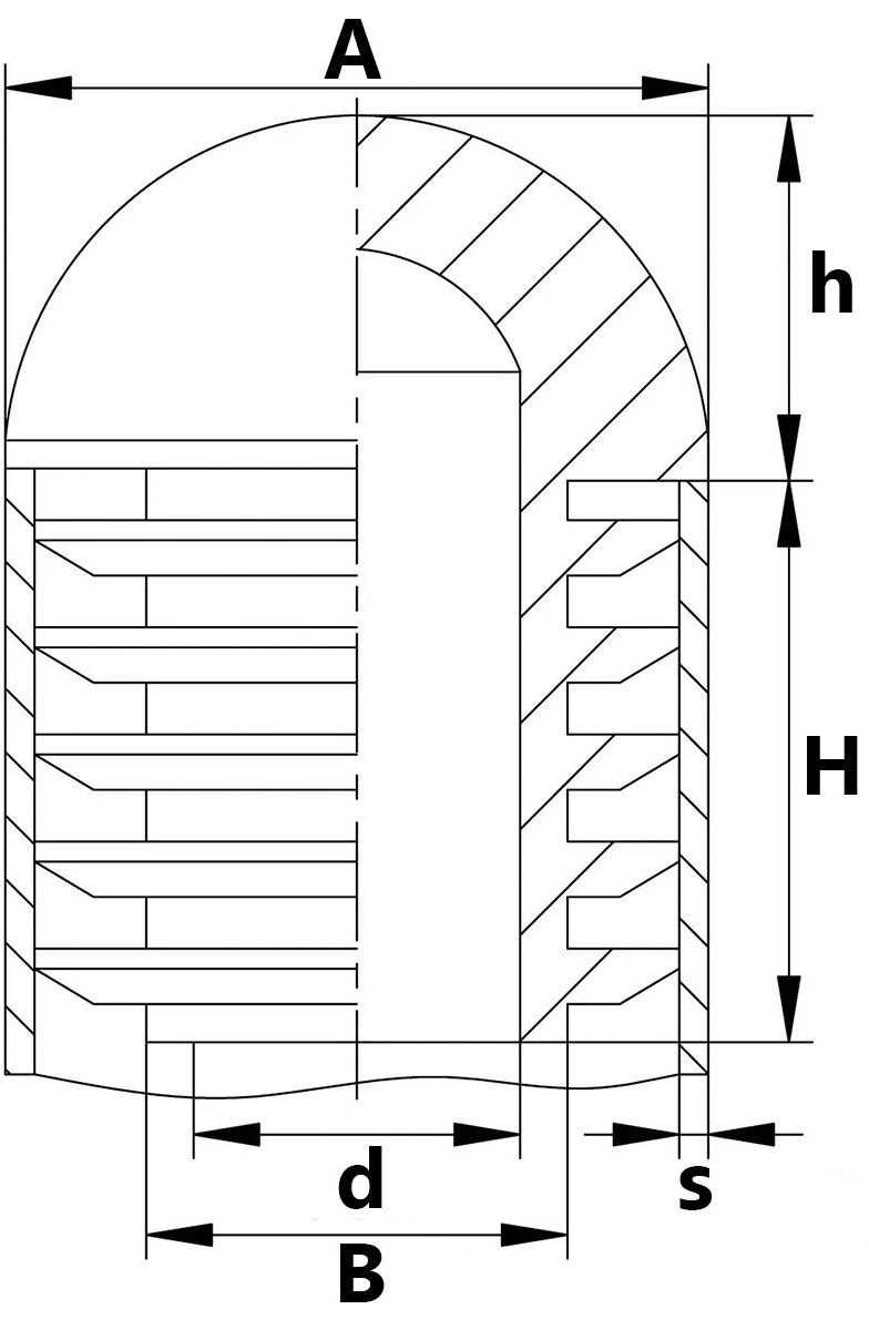 Заглушка сферическая внутренняя для круглых труб СЧН, пластик, цвет в ассортименте - фото