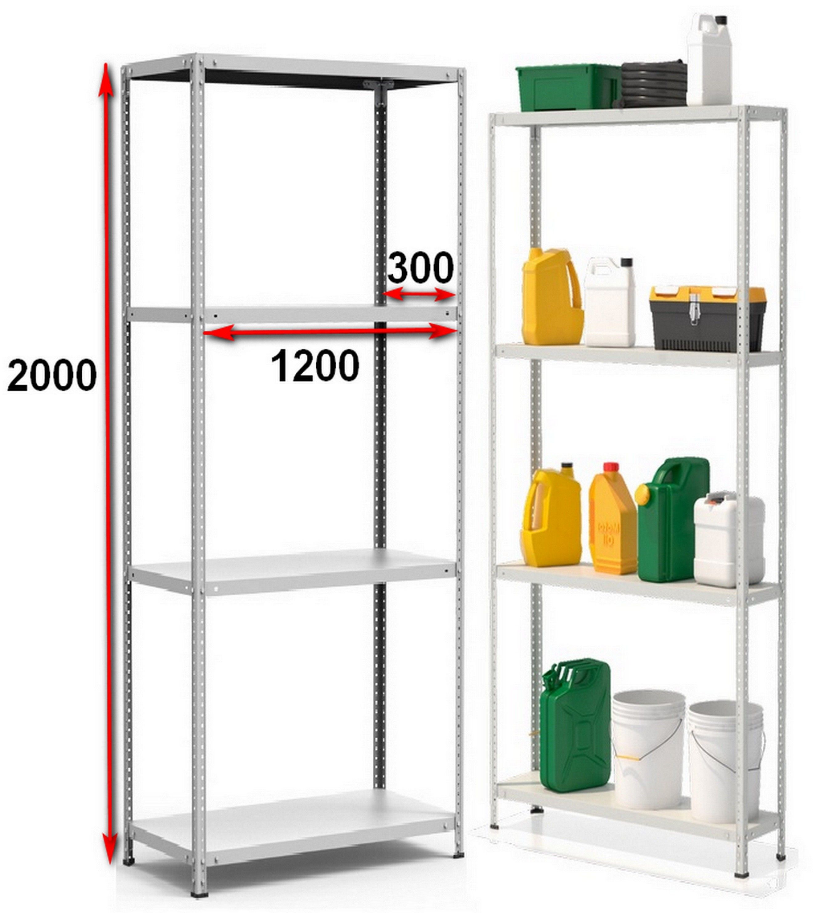 Стеллаж металлический до 100 кг, 4 полки Металл-завод СТФ 1234-2,0 2000х1200х300 мм - фото