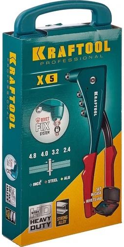 Заклепочник X-5F для вытяжных заклёпок с оснасткой 2,4 - 4,8 мм FIX Kraftool 31173-H6_z01, в кейсе - фото