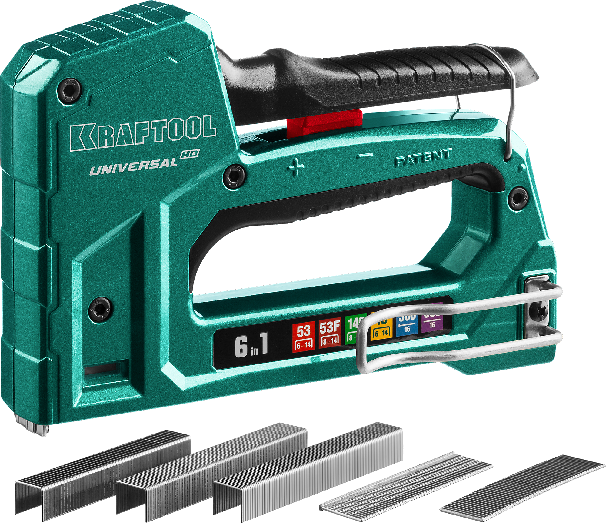 Степлер 6-в-1: 53, 23GA, 140, 20GA, 13/53F/300/500 Universal-HD Kraftool 3188 - фото