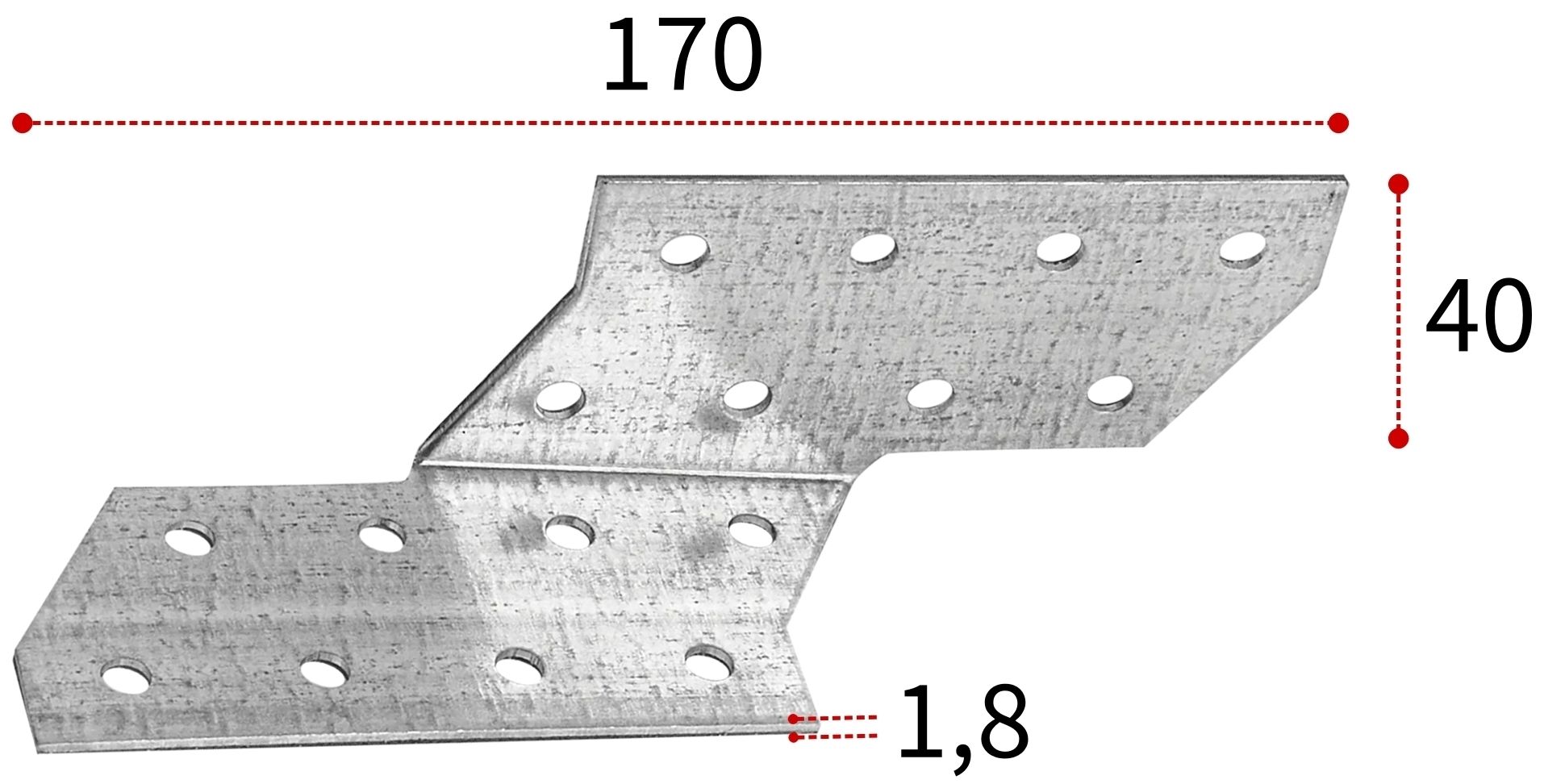 Держатель балки DBП правый 170х40х40х1,8 мм, оцинкованная сталь - фото