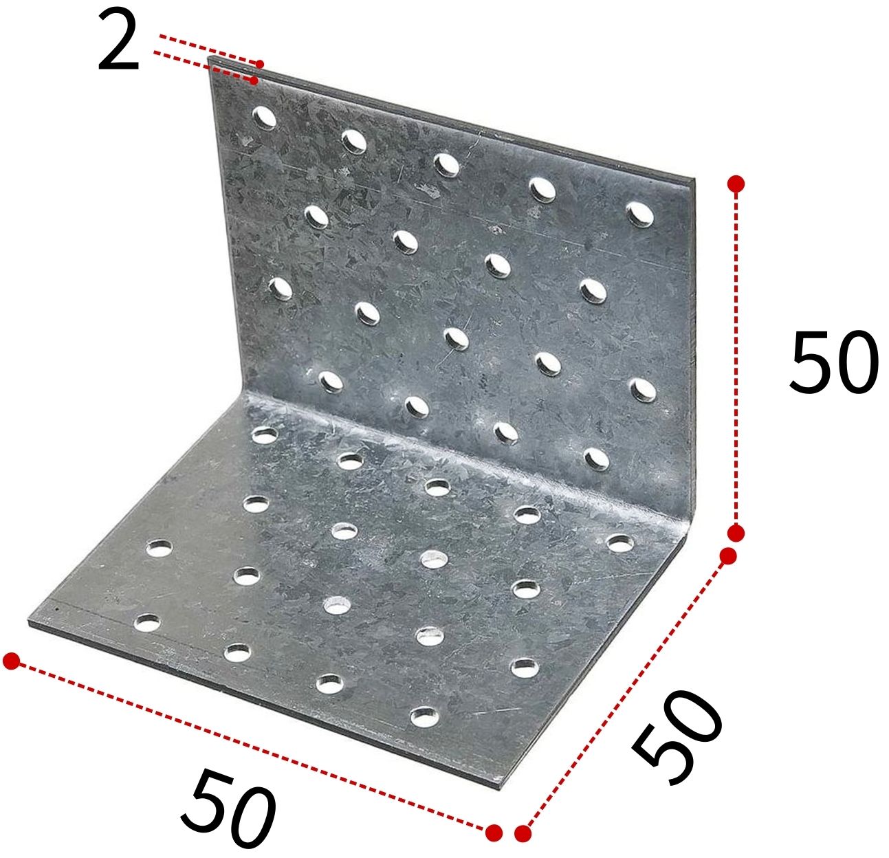 Уголок крепежный 50х50х50 мм, горячий цинк - фото