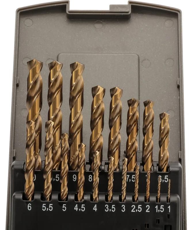 Набор сверл по металлу 1-10 мм HSSE-Co5 135° DIN 338 H-Tools 215214ROHT, 19 шт - фото
