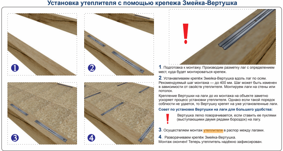 Крепёж Змейка-Вертушка для утеплителя 200х16х0,8 ДекТай, горячеоцинкованная сталь - фото