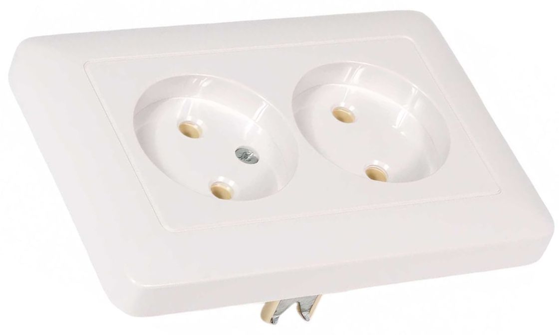 Розетка белая 2-м СП 16А IP21 250В без заземления Хит Systeme Electric RS16-235-B - фото