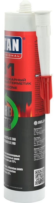Герметик силиконовый огнестойкий TYTAN Professional  B1 Fire Acrylic 18788, 310 мл белый - фото