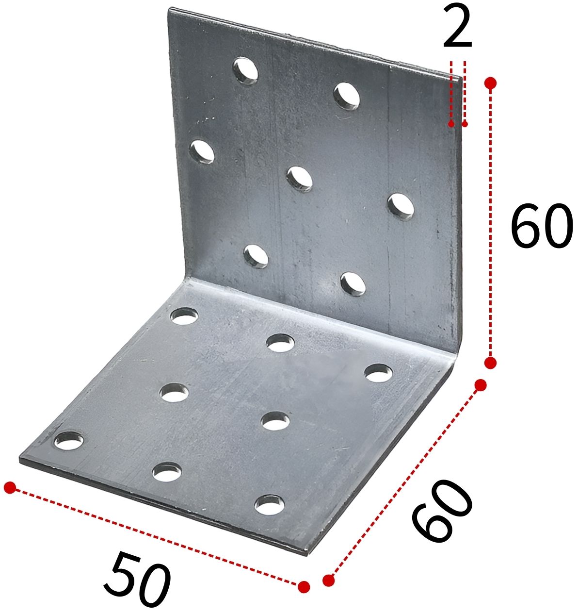 Уголок крепежный равносторонний 60х60х50 мм, горячий цинк - фото