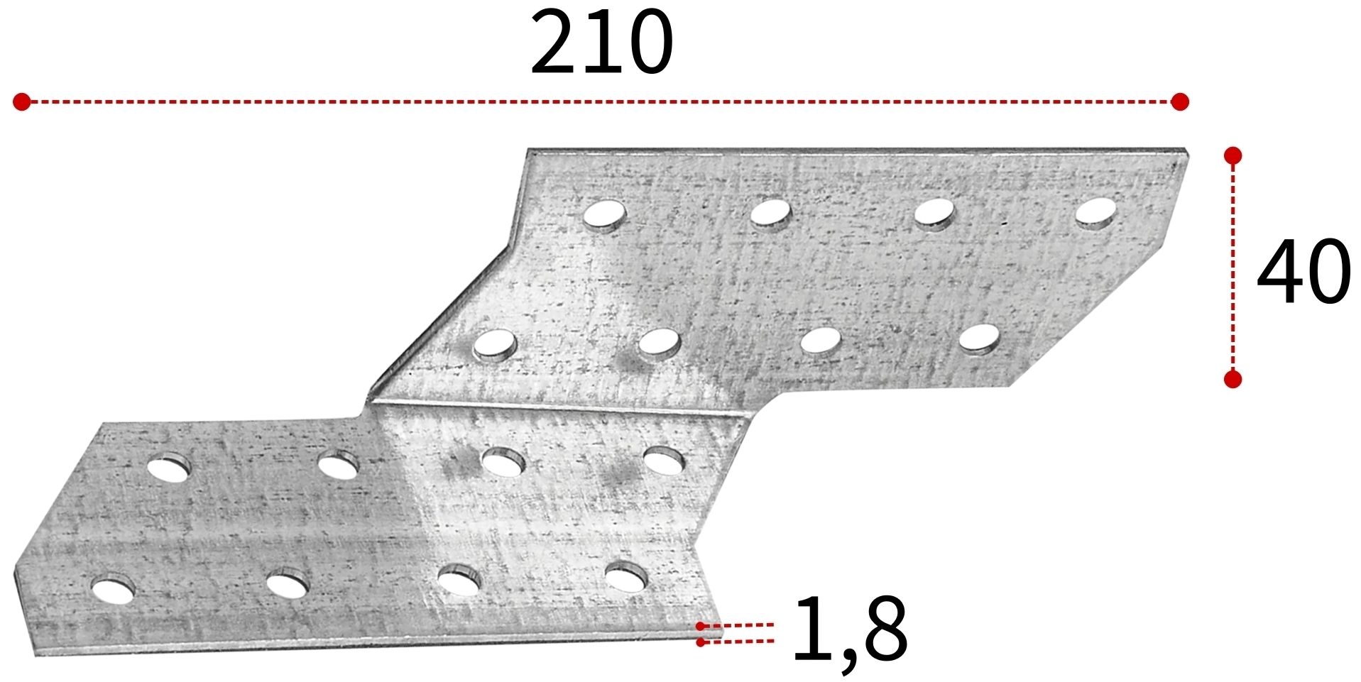 Держатель балки DBП правый 210х40х40х1,8 мм, оцинкованная сталь - фото