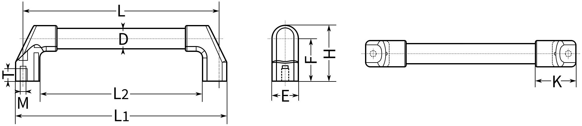 Ручка П-образная L=700 мм M39-700-D30-B, алюминий - фото