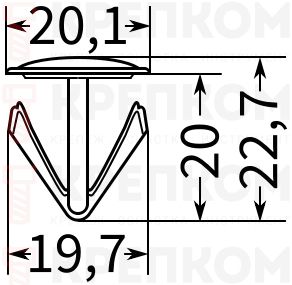 Клипса автомобильная нажимная 0155 - фото