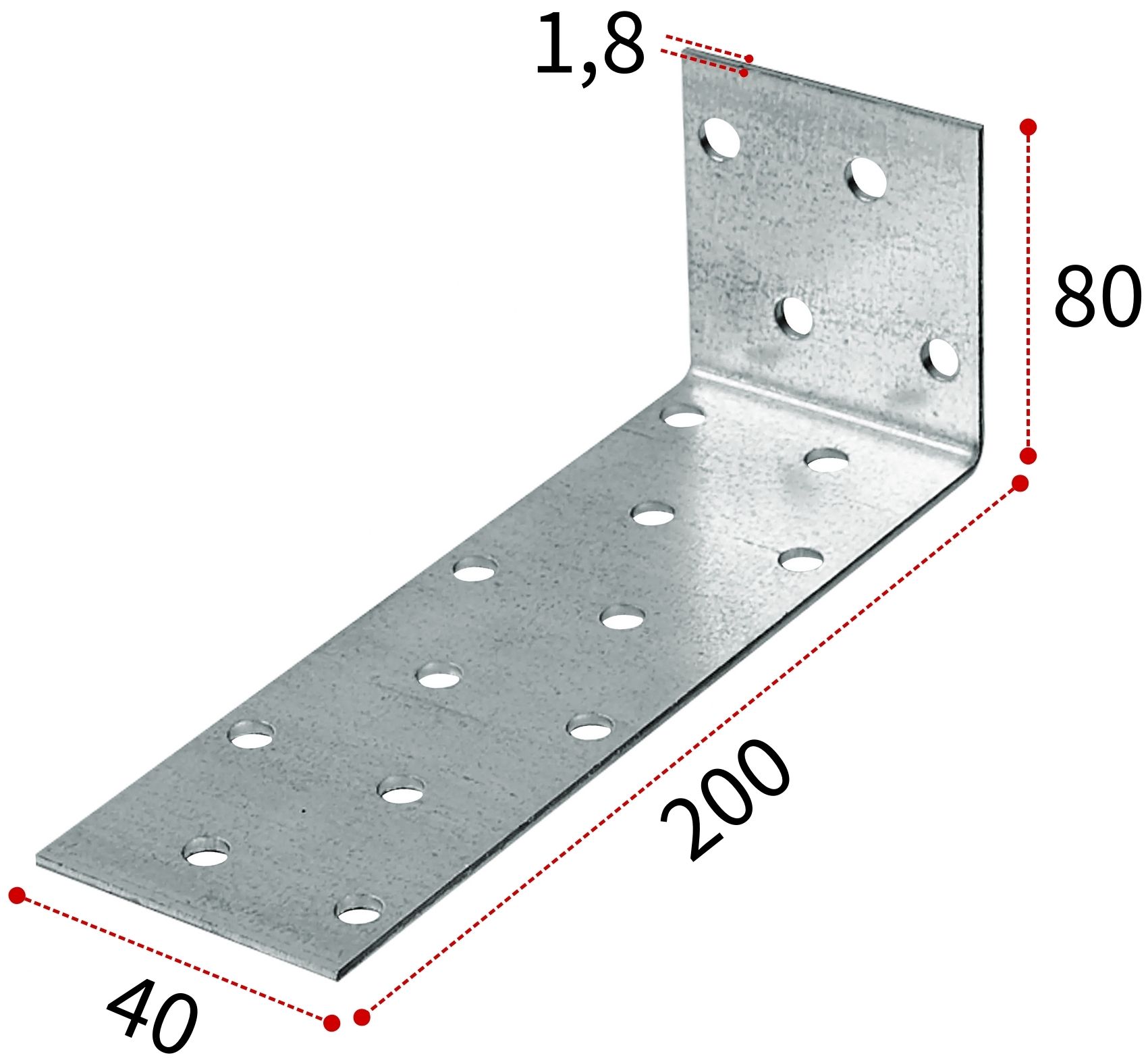 Изображение товара Крепежный уголок 80х200х40х1,8 мм KUL, оцинкованная сталь Изображение товара Крепежный уголок 80х200х40х1,8 мм KUL, оцинкованная сталь