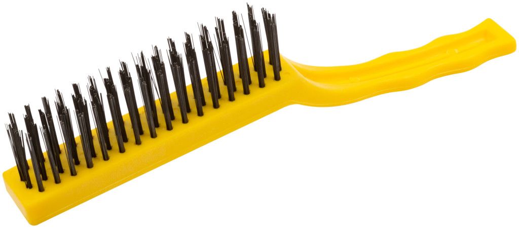 Щетка проволочная стальная с пластиковой ручкой, 4 ряда, 225 мм FIT 38431 - фото
