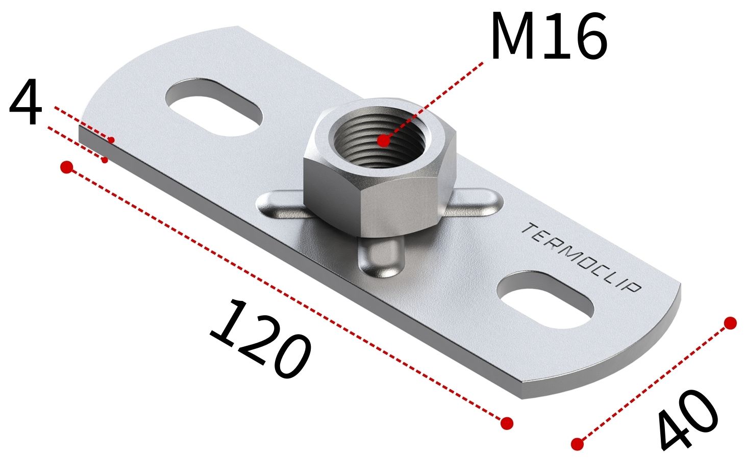 Пластина опорная для средних нагрузок 4F2 М16 TERMOCLIP - фото