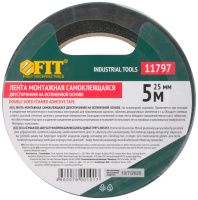 Лента двусторонняя клеящая на вспененной основе 25 мм х 5 м FIT 11797