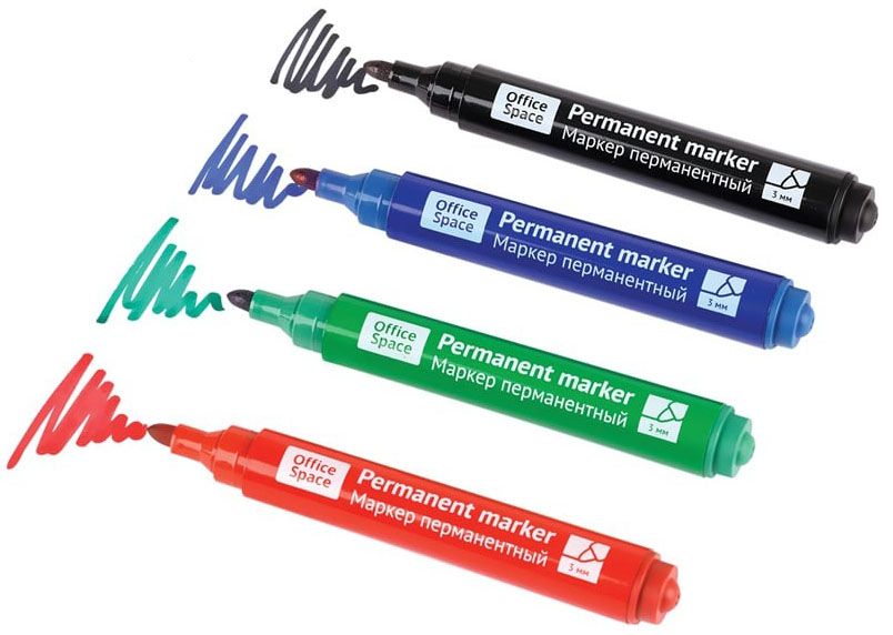 Маркер перманентный пулевидный 3 мм, OfficeSpace - фото