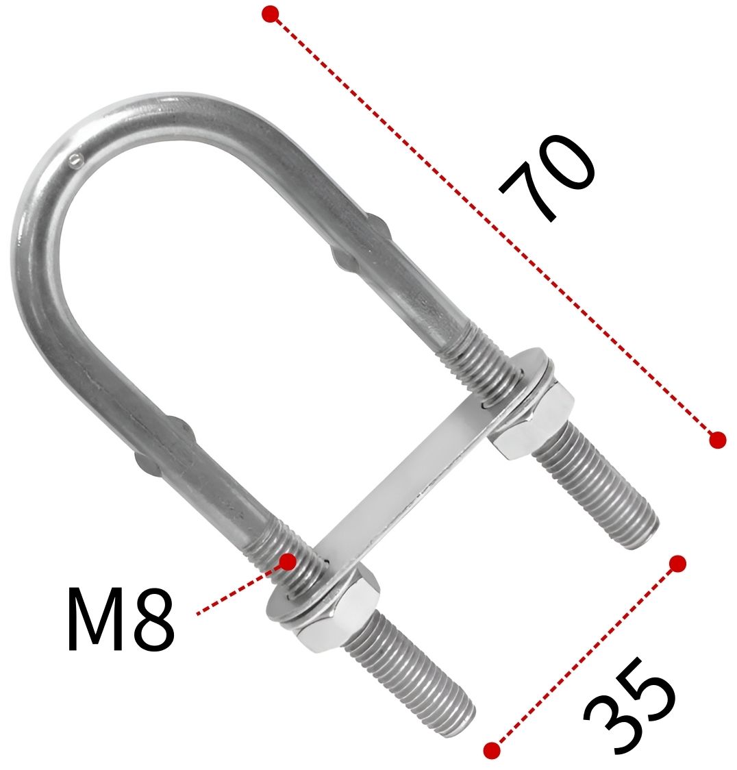 Болт-скоба U-образная М8х70 мм 8230, нержавеющая сталь А4 - фото