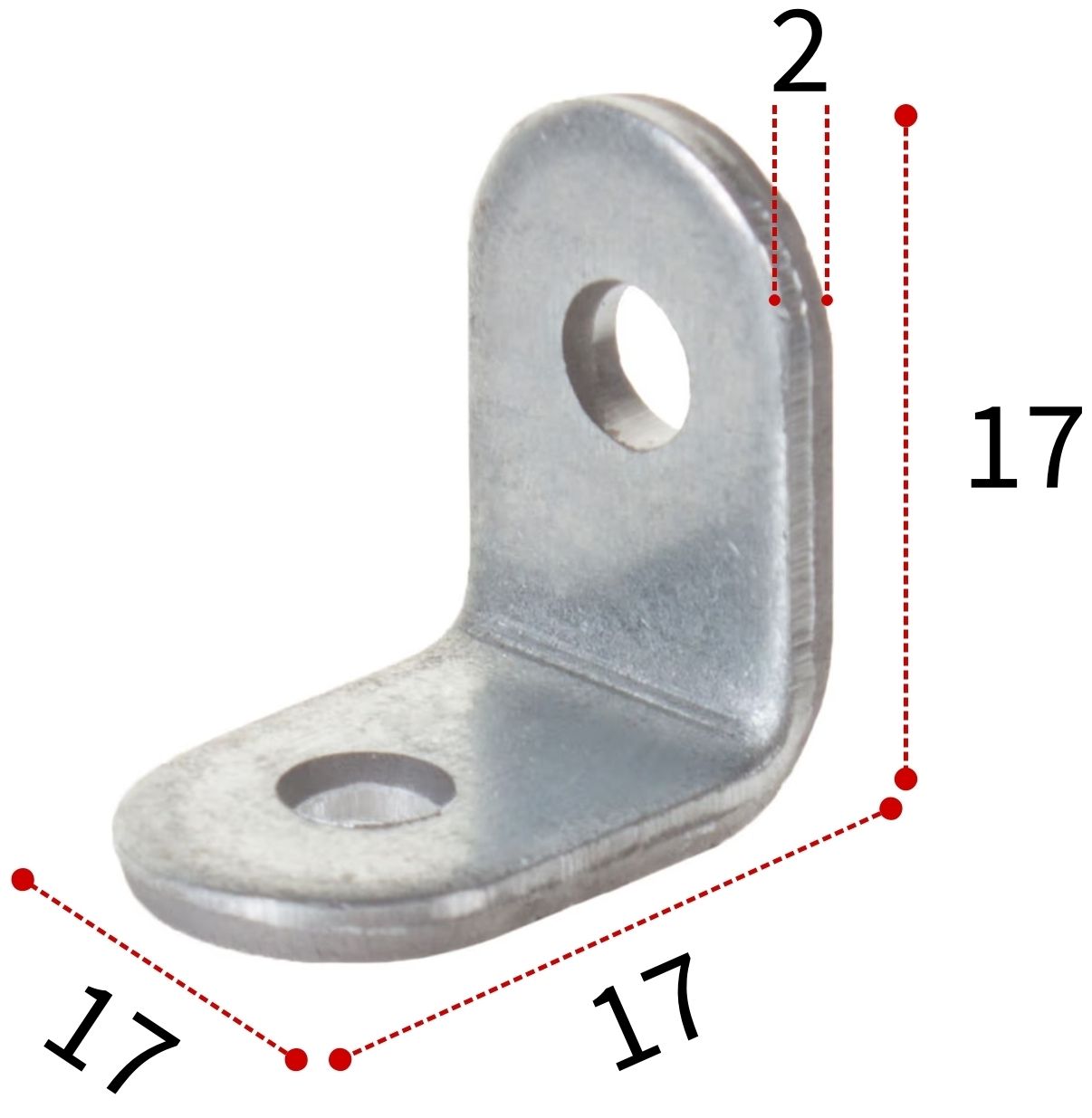 Уголок крепежный бытовой круглый 17х17х17х2 мм, оцинкованная сталь - фото