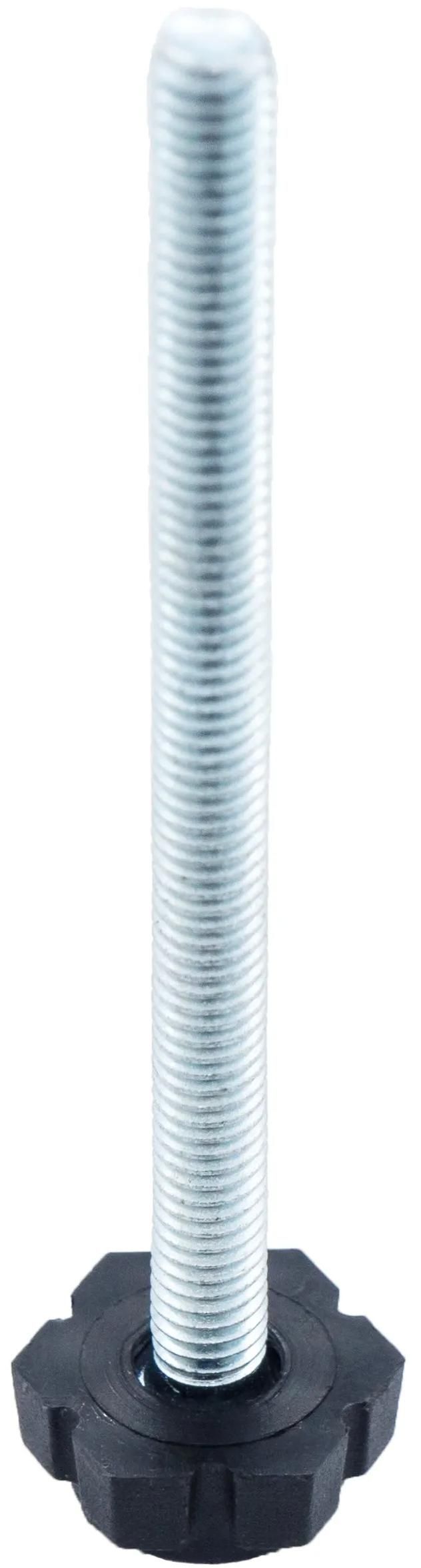 Опора регулируемая с шестигранным основанием 19 мм и резьбовым стержнем М6х120 19М6-120ЧН, пластик, черная (RAL 9005) - фото