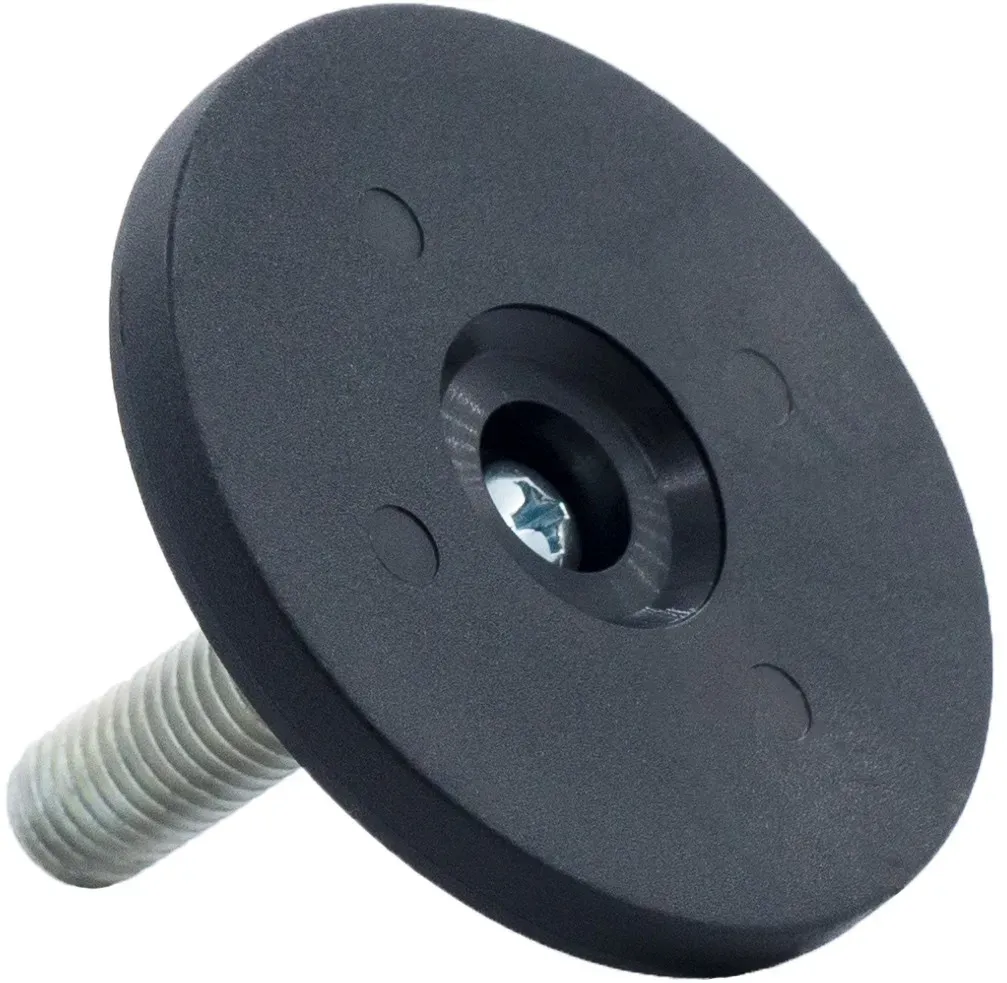 Опора регулируемая с круглым основанием 60 мм и резьбовым стержнем М10х40 60М10-40ЧН, пластик, черная (RAL 9005) - фото