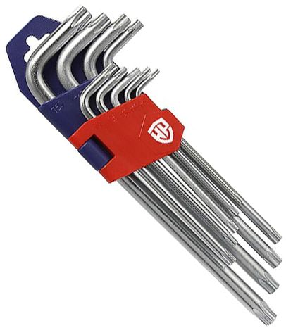 Набор Г-образных ключей TORX Т10-Т50 с отверстием Workpro WP222002, 9 штук - фото
