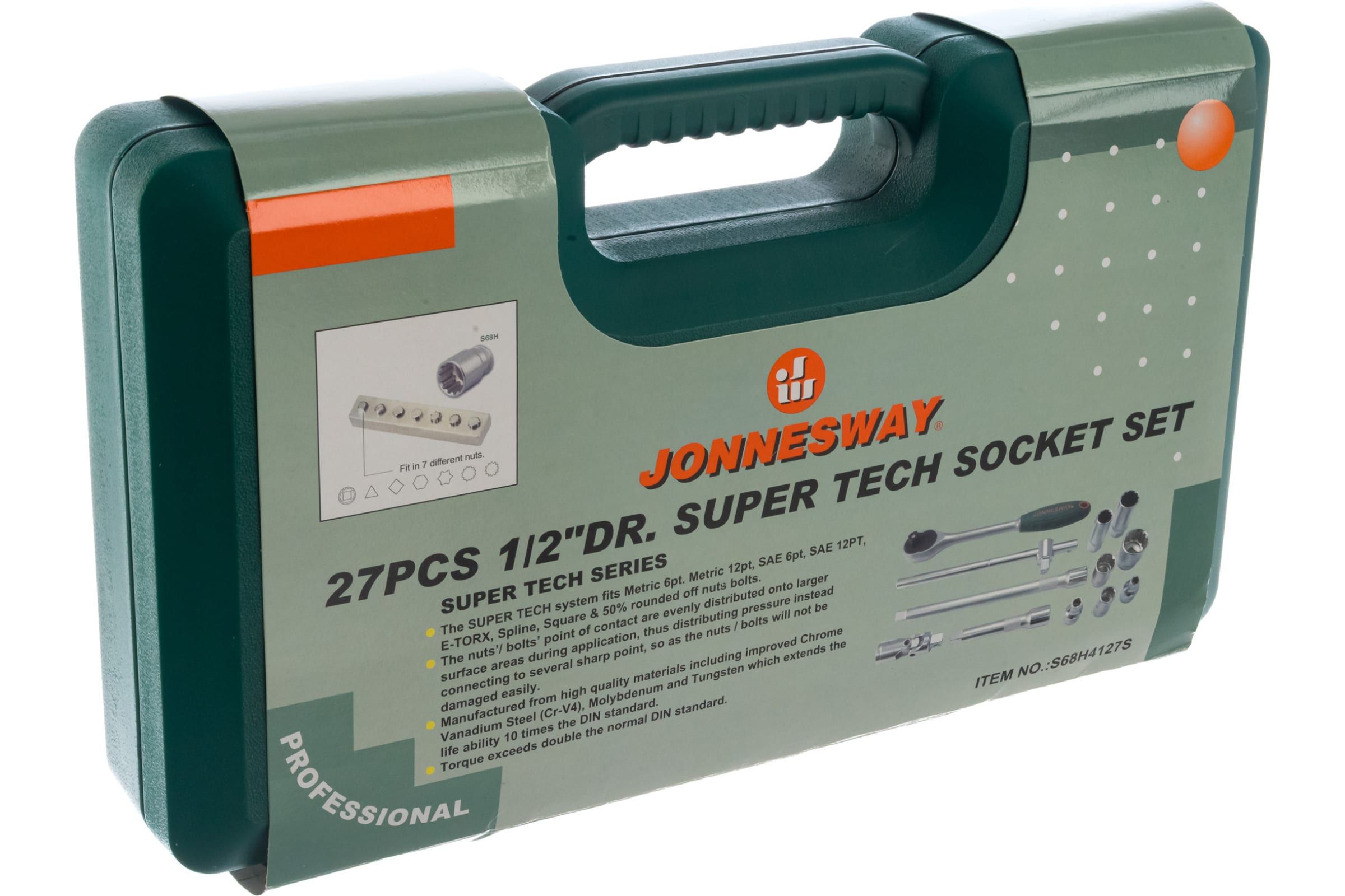 Набор торцевых головок 1/2"DR Super Tech Jonnesway S65H4127S, 27 штук - фото