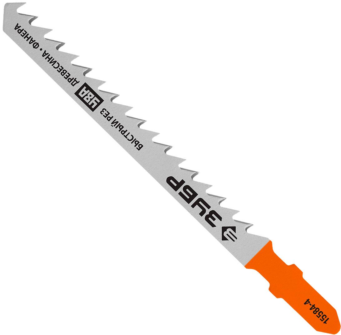 Полотна по дереву T144D для электролобзика, T-хвостовик 75 мм / 4 мм (6TPI), ЗУБР 15584-4_z02, У8А сталь, 2 шт - фото