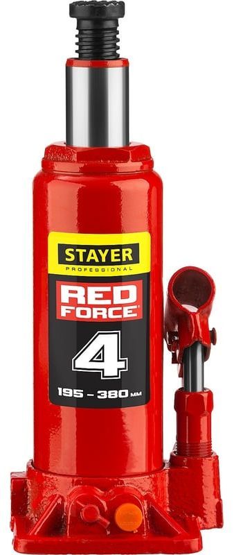 Домкрат гидравлический бутылочный 4 т 195-380 мм Stayer Red Force 43160-4_z01 - фото