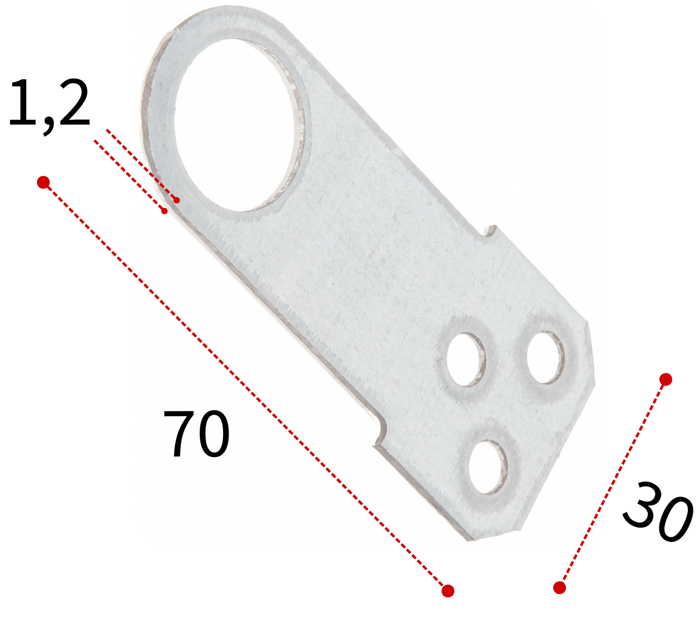 Проушина для навесного замка 70х30х1,2 мм PZP, оцинкованная сталь - фото