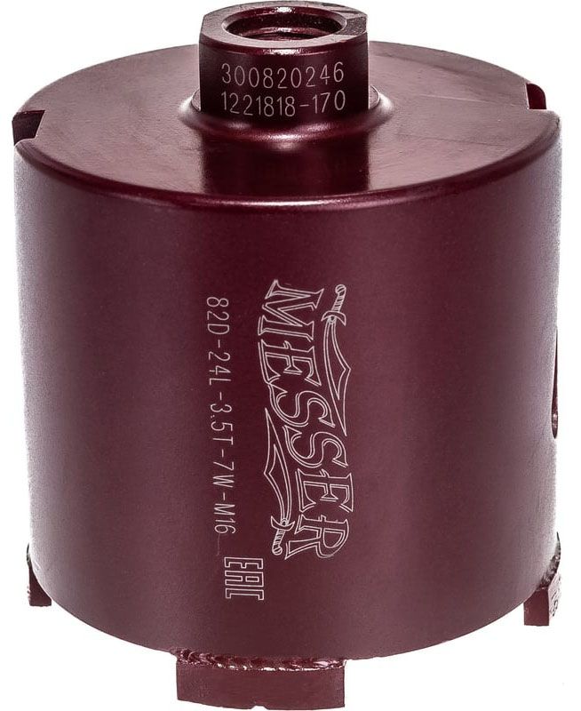 Коронка алмазная для сверления подрозеточных отверстий 82D-3.5T-7W-4S-M16, Messer 06-20-082 - фото