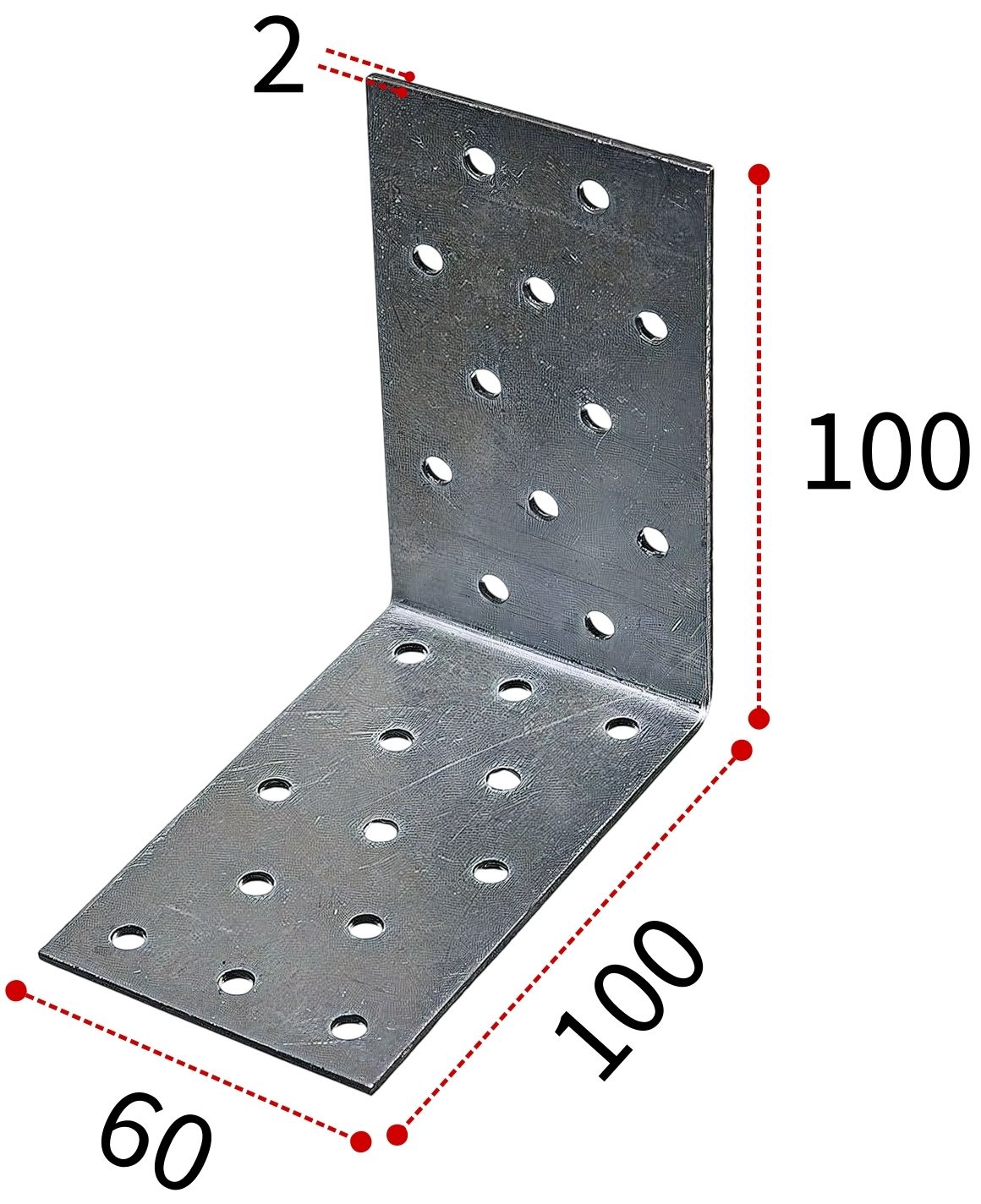 Уголок крепежный 100х100х60 мм, горячий цинк - фото
