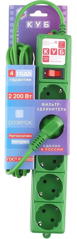 Сетевой фильтр-удлинитель КУБ SPG-MXTR, цветной - фото
