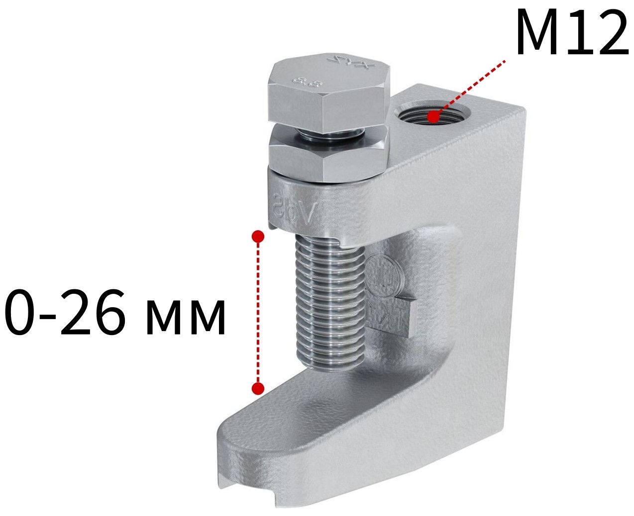 Струбцина монтажная для балок Fischer TKL М12 020949, чугун - фото