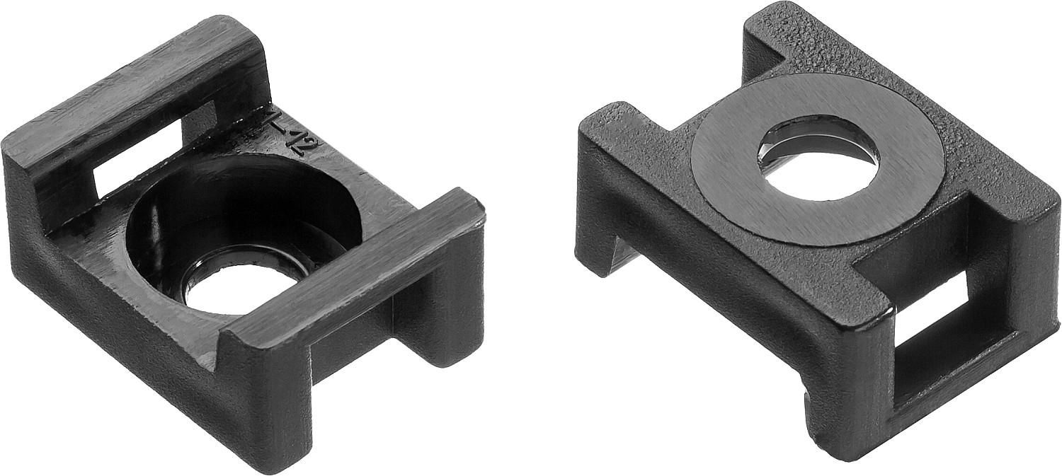 Площадка под хомут-стяжку черная 16х23 мм ПХС-У ЗУБР 30921, 100 шт - фото