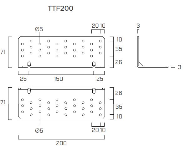 Уголок 200х71х3 для соединения дерево-дерево Titan F Holz Technic TTF200 - фото