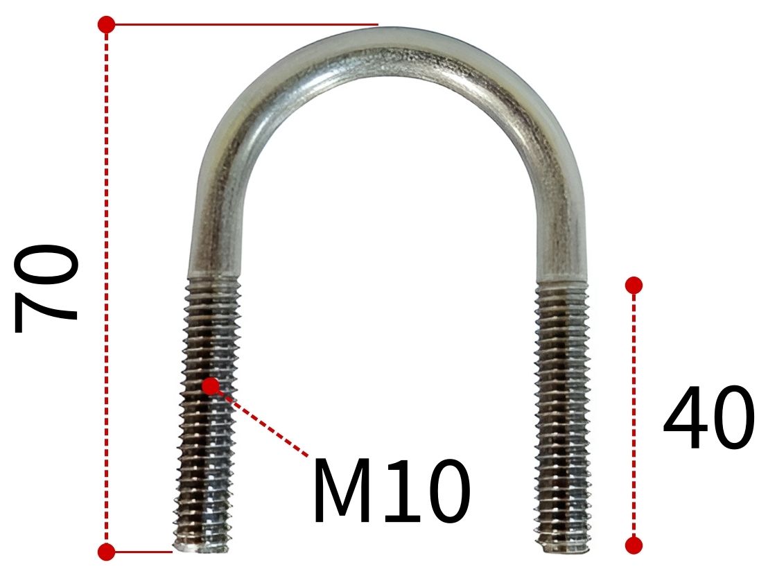 Скоба U-образная 30 под трубу диаметром 20 мм DIN 3570 form A, нержавеющая сталь А2 - фото