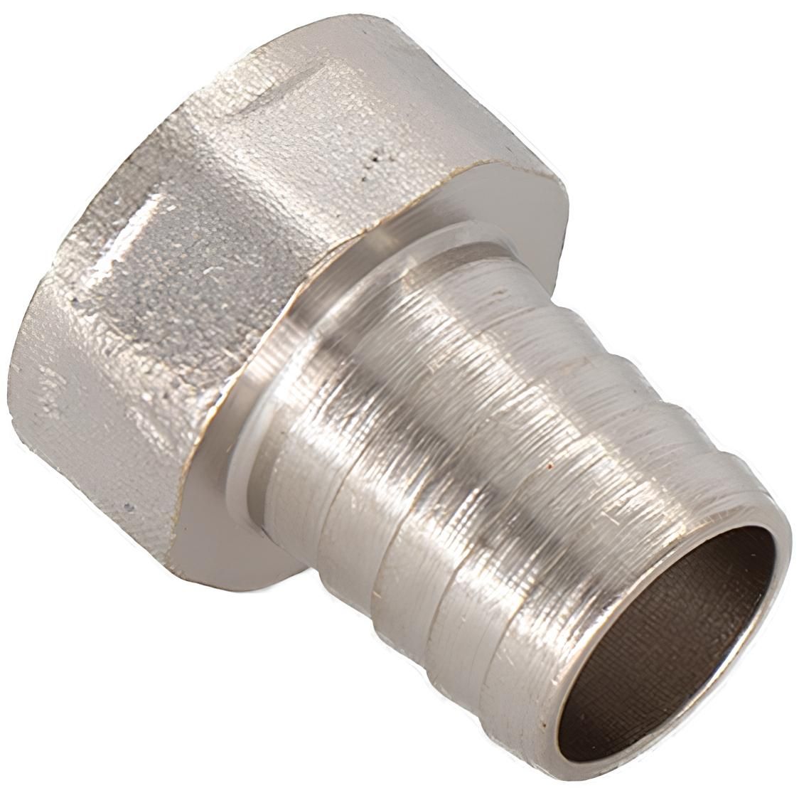 Штуцер под шланг с внутренней резьбой, латунь никелированная - фото