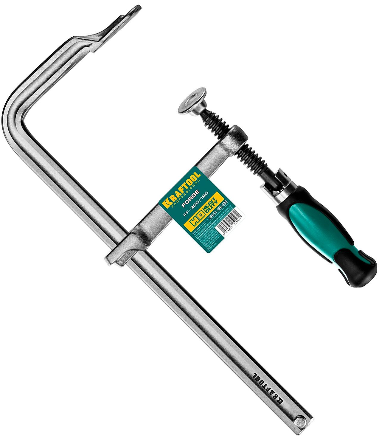 Струбцина цельнокованая Forge FF-300/120, 120х300 мм, тип F, Kraftool 32014-120-300 - фото