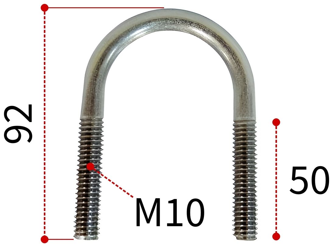 Скоба U-образная 52 под трубу диаметром 40 мм DIN 3570 form A, нержавеющая сталь А4 - фото