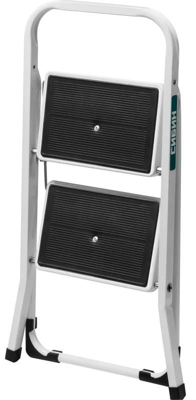 Стремянка c широкими обрезиненными ступенями СИБИН, сталь - фото