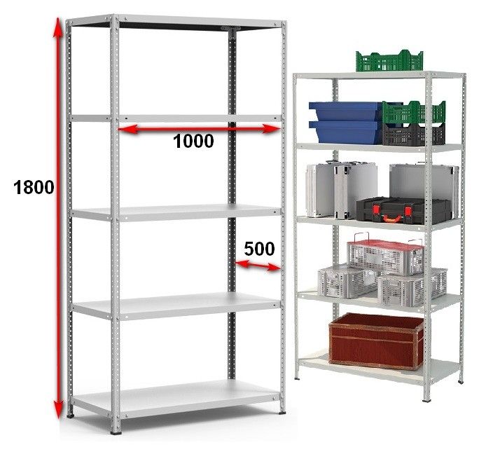 Стеллаж металлический до 145 кг, 5 полок Металл-завод СТФ 1055-1,8 1800х1000х500 мм - фото