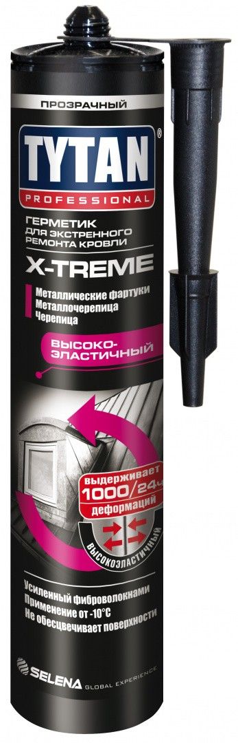 Герметик для экстренного ремонта кровли 310 мл TYTAN Professional X-treme 91776 бесцветный - фото