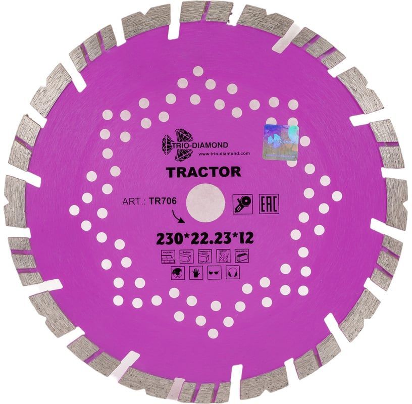 Диск алмазный отрезной 230х22,23х12 мм Trio-Diamond Tractor TR706 - фото