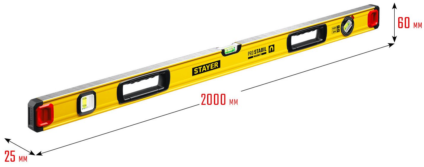 Уровень магнитный с поворотным глазком 2000 мм Stayer Pro Stabil Professional 3480-200, усиленный - фото
