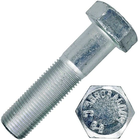 Изображение товара Болт с неполной мелкой резьбой М16х1,5х100 DIN 960 8.8 оцинкованный