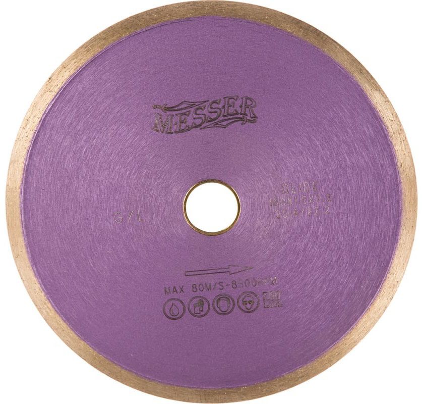 Диск алмазный со сплошной кромкой G/L по граниту 180 мм, Messer 01-22-180 - фото