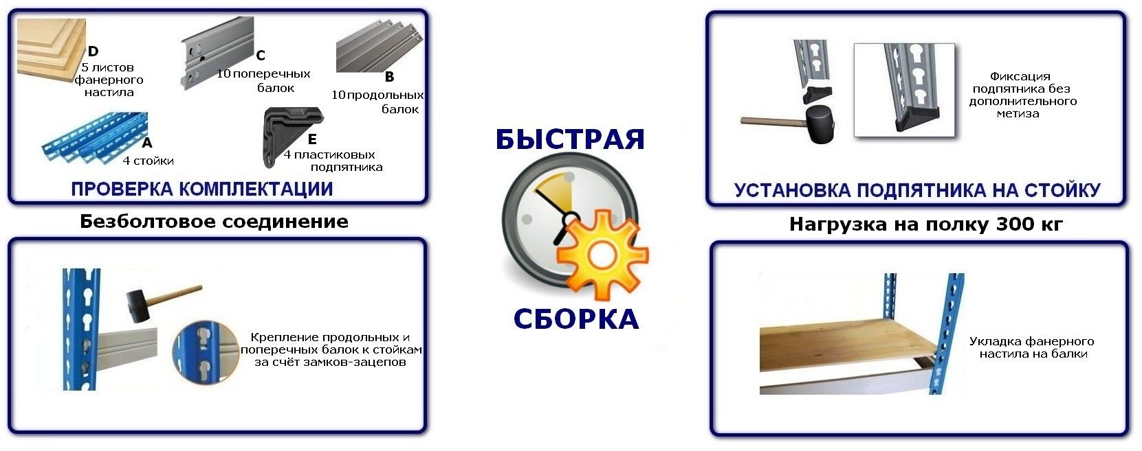 Стеллаж металлический до 300 кг, 5 полок Металл-завод МКФ 15505-2,5 2500х1525х508 мм - фото