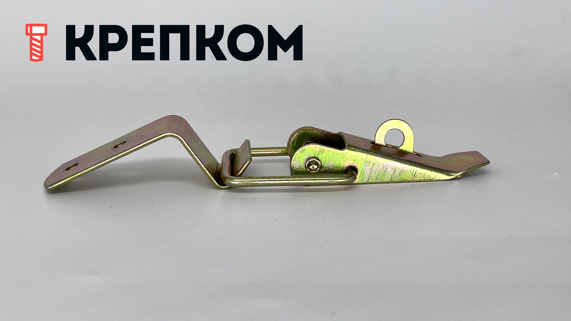 Замок-защелка лягушка с ушком L=80 B28, желтый цинк, 50 шт - фото