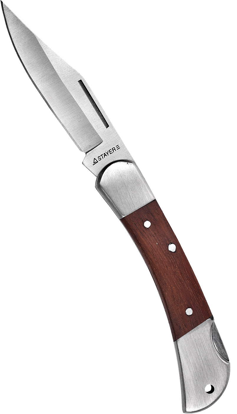Нож складной 82 мм с деревянными вставками Stayer 47620-1 - фото