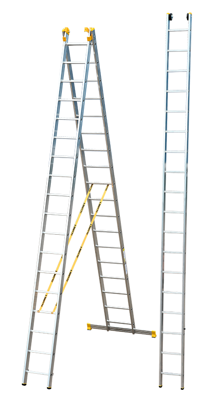 Лестница трехсекционная 3х18 Алюмет P3 9318, алюминий - фото